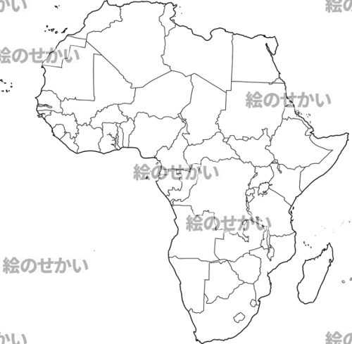 アフリカ大陸(国境線あり)の白地図サンプル