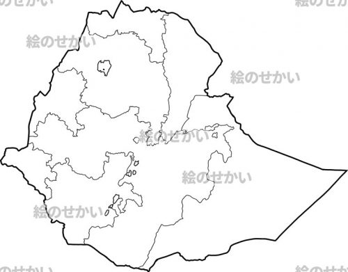 エチオピア(州境線あり)の白地図サンプル