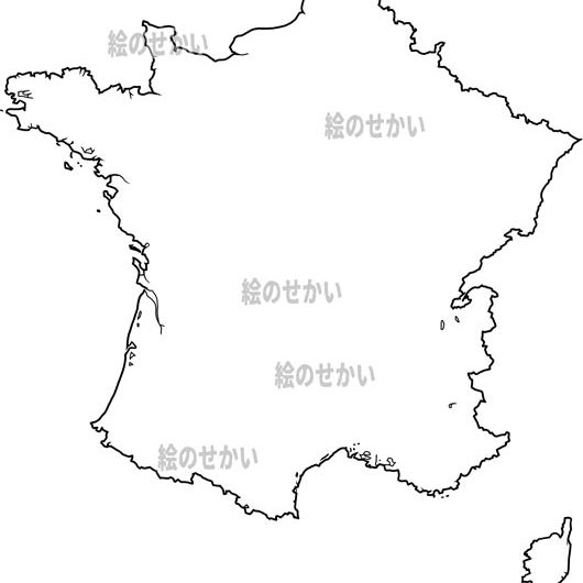 フランスの白地図サンプル