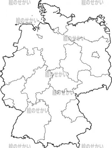 ドイツ(州境線あり)の白地図サンプル