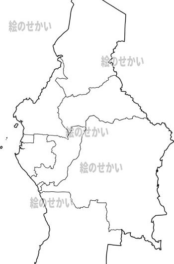 中央アフリカの白地図セット：中央アフリカ地域