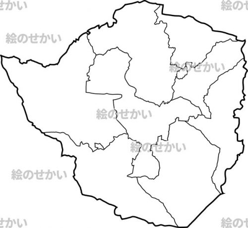 東アフリカの白地図セット：ジンバブエ