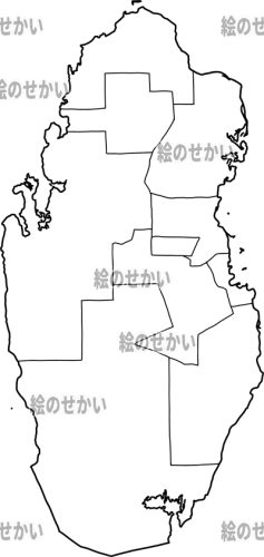 カタール(州境線あり)の白地図サンプル
