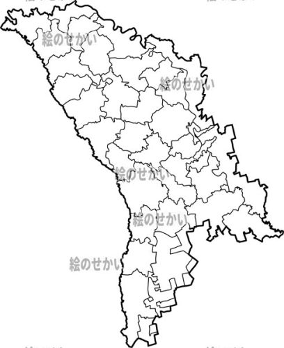 モルドバ(州境線あり)の白地図サンプル