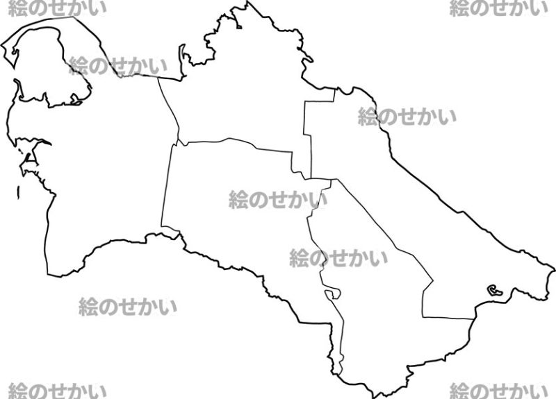 トルクメニスタン(州境線あり)の白地図サンプル