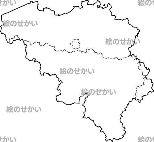 ベルギー(州境線あり)の白地図サンプル