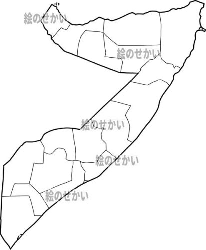 ソマリア(州境線あり)の白地図サンプル