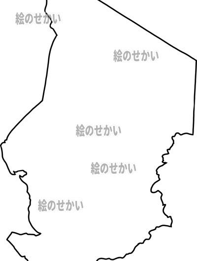 チャド共和国の白地図サンプル