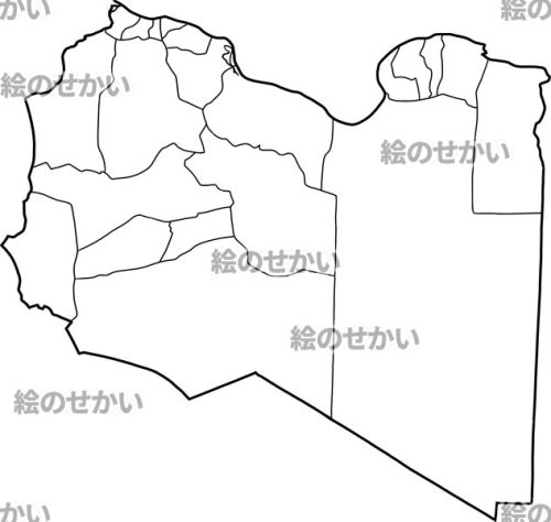 リビア(州境線あり)の白地図サンプル