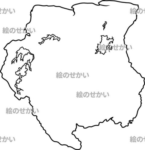 スリナムの白地図サンプル