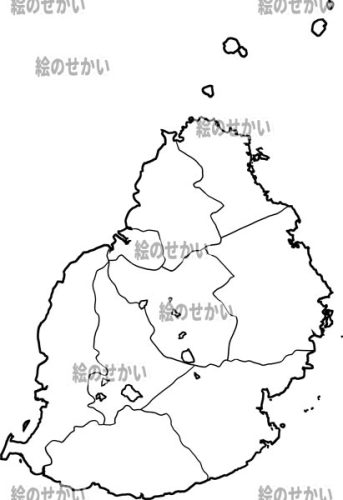 モーリシャス(州境線あり)の白地図サンプル