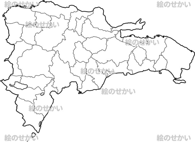 ドミニカ(州境線あり)の白地図サンプル