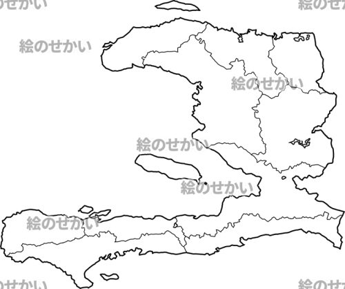 ハイチ(州境線あり)の白地図サンプル