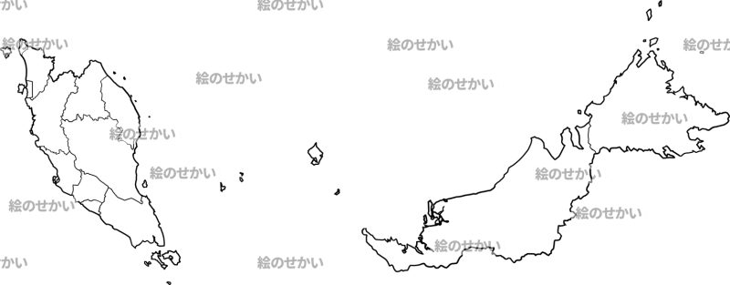 マレーシア(州境線あり)の白地図サンプル
