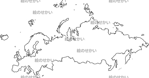 ヨーロッパ(ロシア含)の白地図サンプル