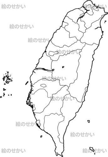 台湾(州境線あり)の白地図サンプル