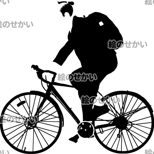 自転車に乗るビジネスマンのシルエットイラストサンプル