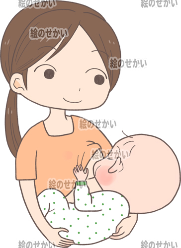 母乳で授乳をしている赤ちゃんのイラストサンプル