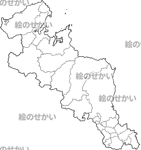京都府(境界線あり)の白地図サンプル