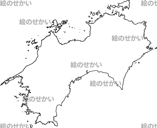 四国地方の白地図サンプル