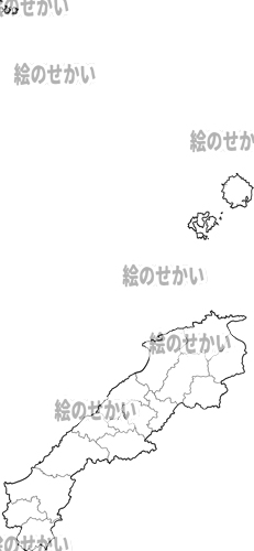 島根県(竹島含む境界線あり)の白地図サンプル