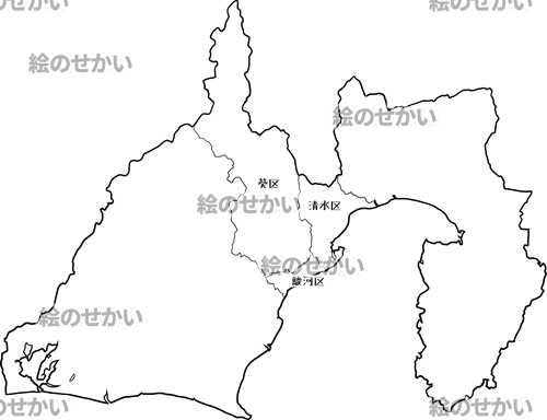 静岡県(静岡市の地名入り)の白地図サンプル